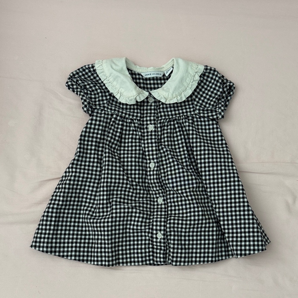 Janie and Jack Black and White Gingham Dress